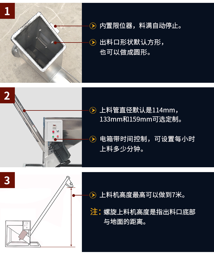 不銹鋼螺旋輸送機(jī)自動上料，可定制管徑，高度可做到7米
