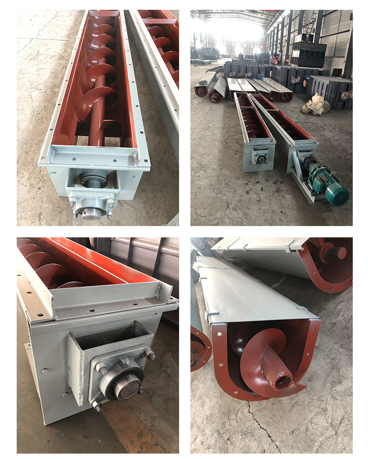 U型螺旋輸送機(jī)細(xì)節(jié)展示，采用不銹鋼材質(zhì)，輸送穩(wěn)定